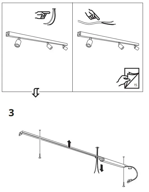 IKEA BÄVE LED Ceiling Track 3 Spots - 3