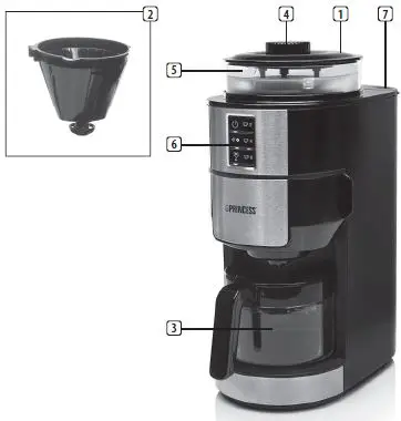 PRINCESS 01.249408.01.001 Grind and Brew Compact Deluxe-1