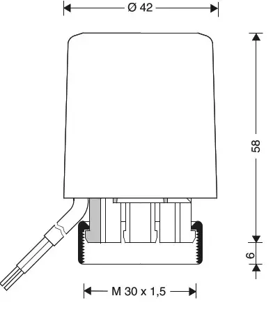 Honeywell Home M100 Small Linear Thermoelectric Actuator -- Dimensions