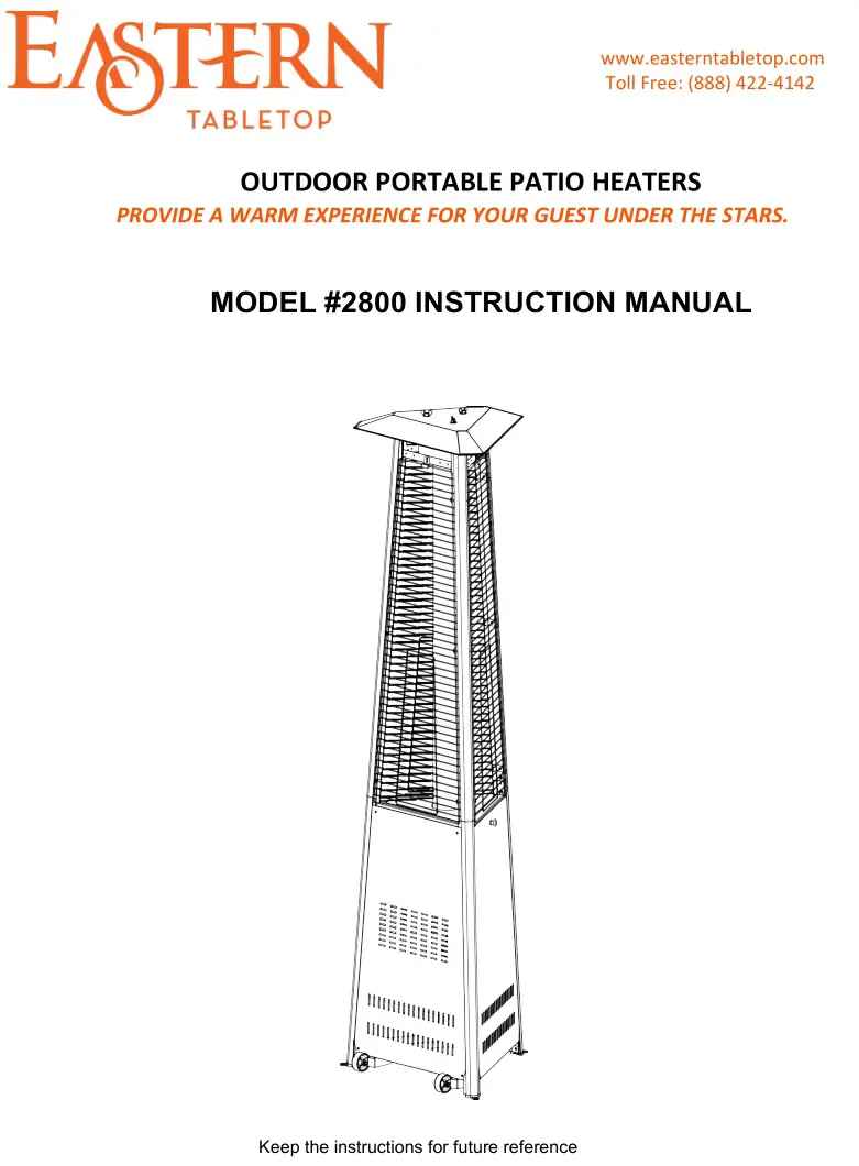 Eastern Tabletop Outdoor Portable Patio Heaters User Manual