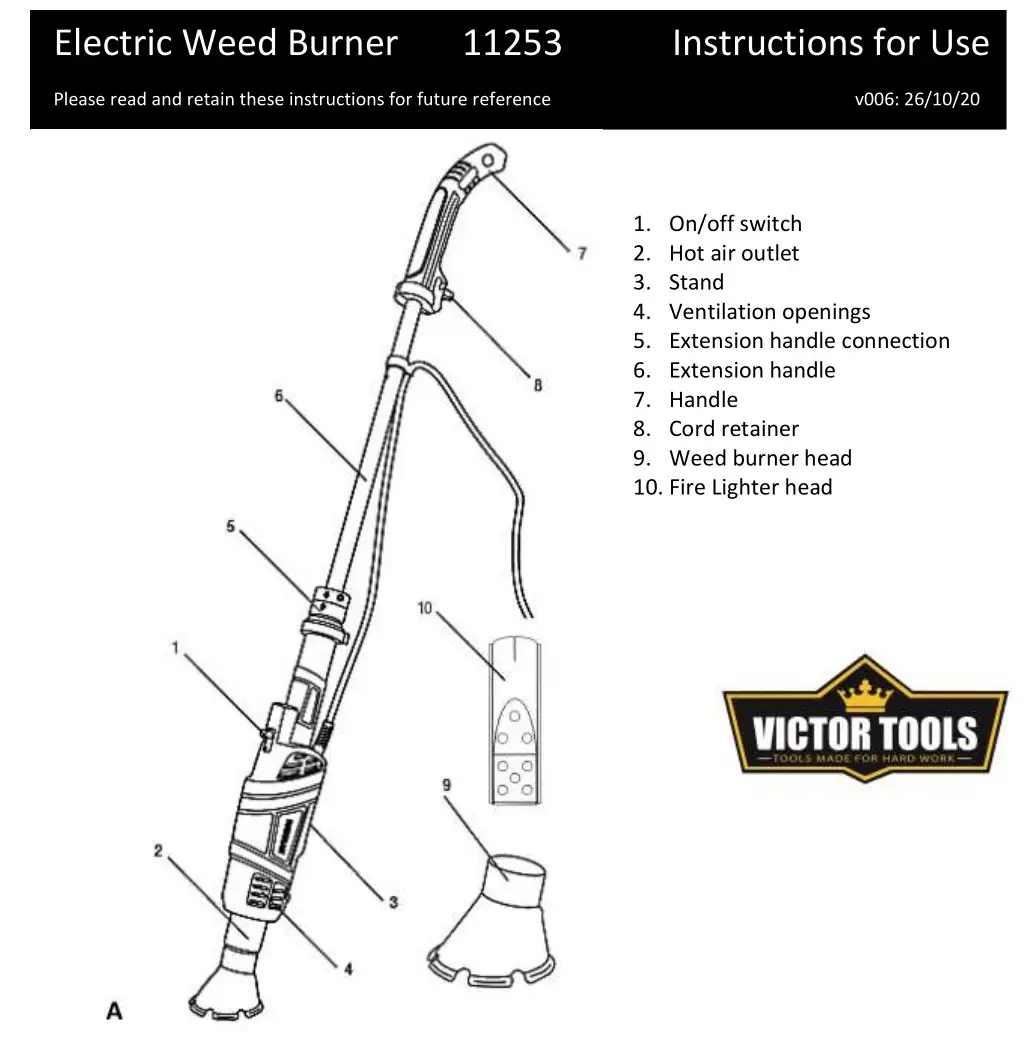 Coopers ST11253i Electric Weed Burner Instructions