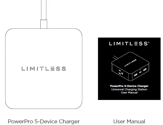 LIMITLESS PowerPro 5-Device Charger what's included