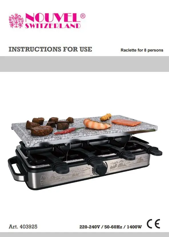 NOUVEL 403925 Raclette Machine Instructions