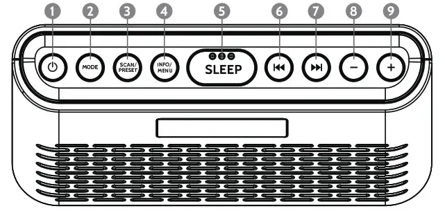 i-box Slim DAB DAB+ FM Portable Radio- Top panel