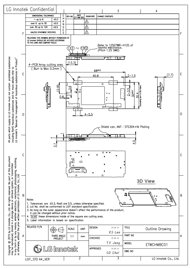 LGSBWAX12 RF Module - Outline