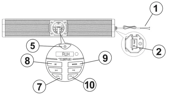 DS18 Hydro SB24BT 24 Inch Marine Water Resistant Amplified - AUX INPUT