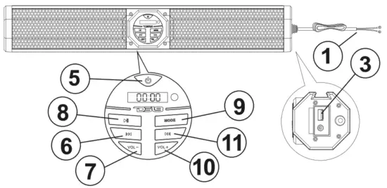 DS18 Hydro SB24BT 24 Inch Marine Water Resistant Amplified - USB PLAYER