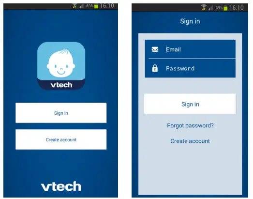 vtech WiFIi HD Video Monitor - camera accoutnt