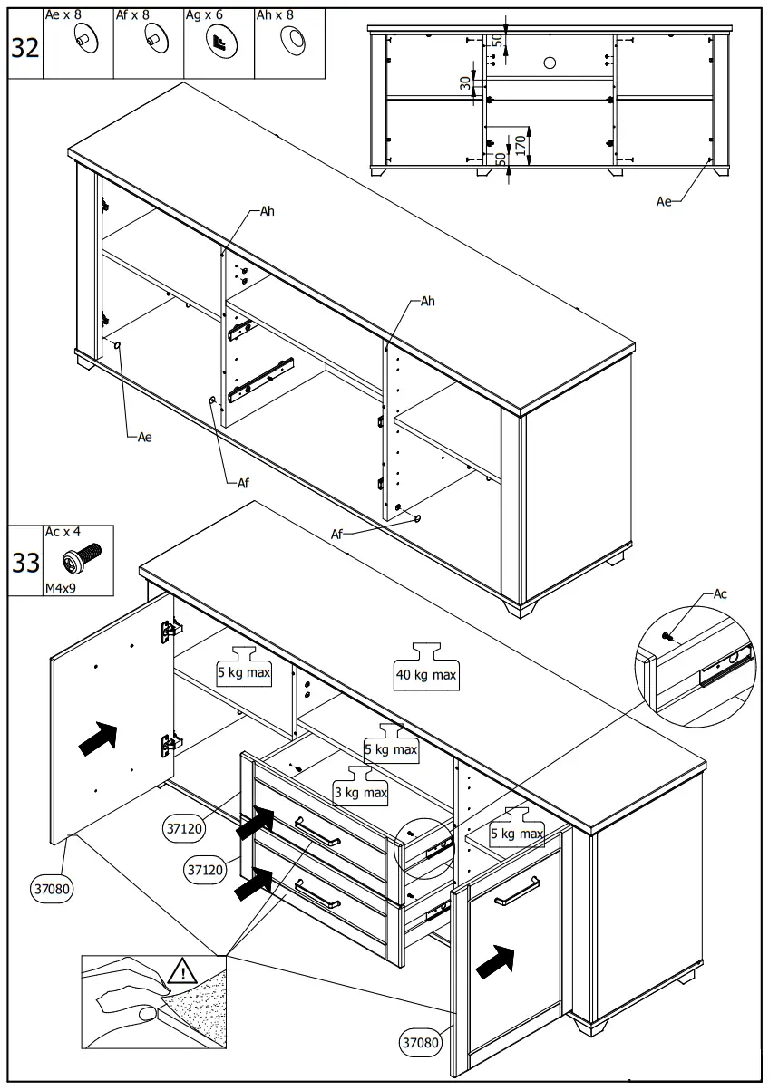 DEDEMAN Valencia TV 160 3K2F TV Shelf - fig12