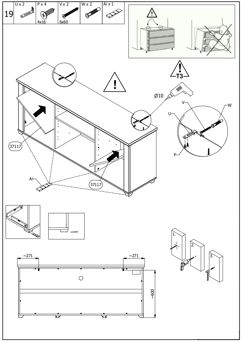 DEDEMAN Valencia TV 160 3K2F TV Shelf - fig9
