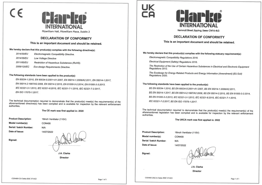 Clarke CON400 16 Inch Ventilation Fan - fig5