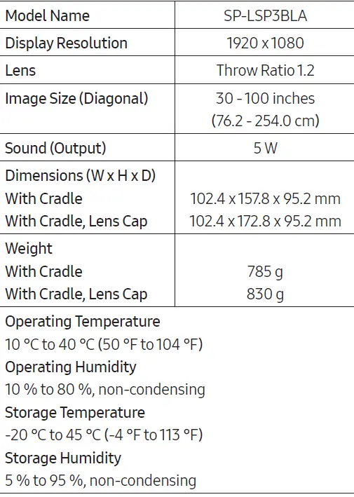 SAMSUNG SP-LSP3BLAXZA The Freestyle Projector 07