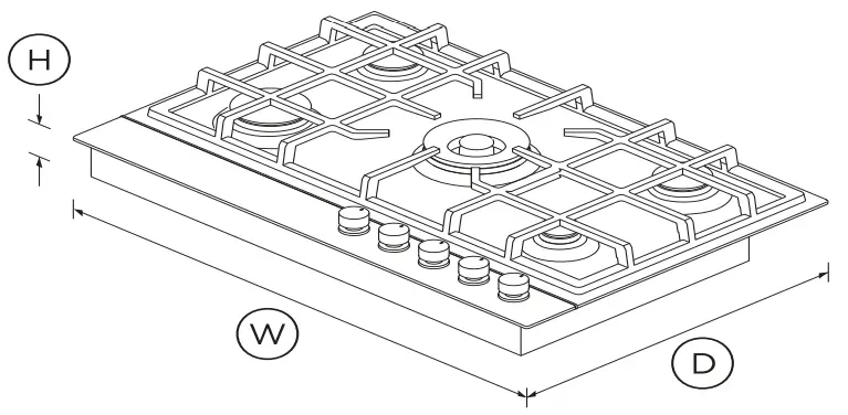 FISHER PAYKEL CG305DNGX1 N 30 Inch Gas on Steel Cooktop - DIMENSIONS