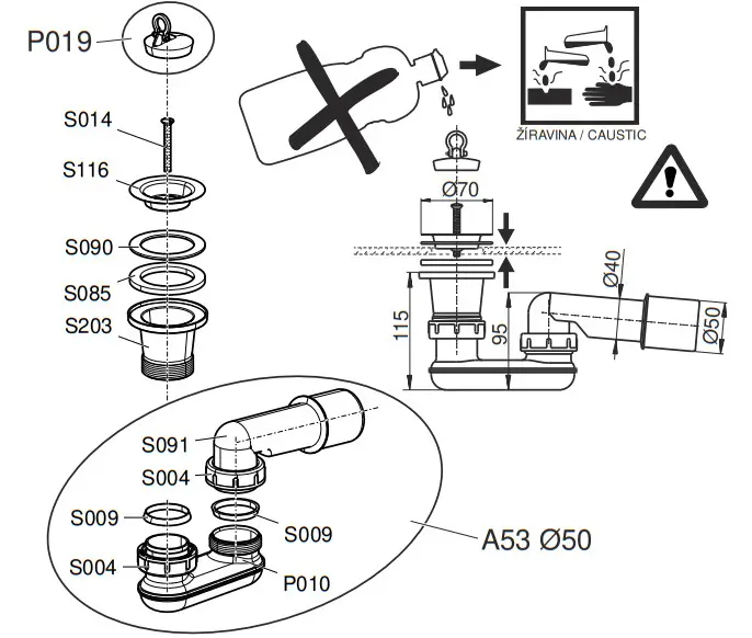 ALCAPLAST A461 Shower Waste and Trap -