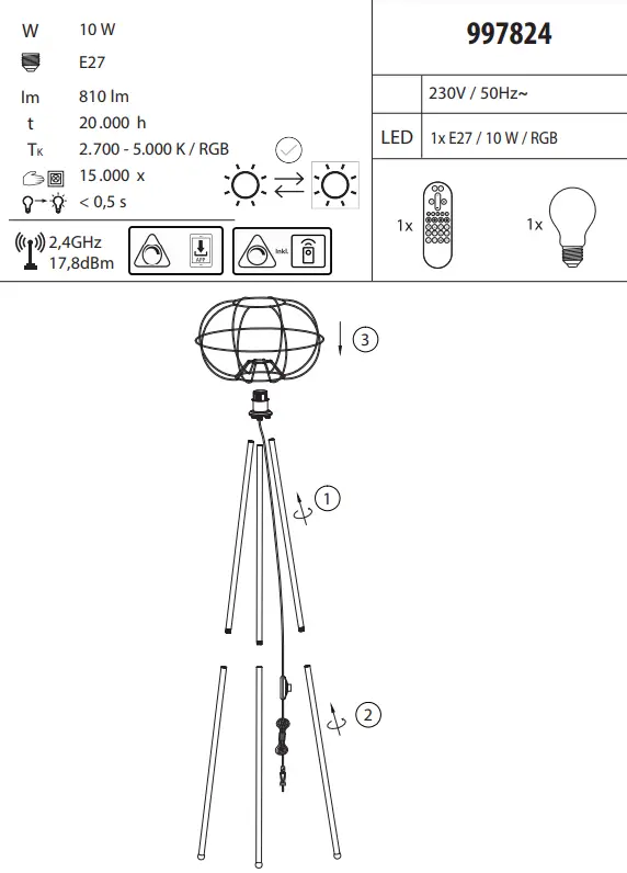 Paul Neuhaus LOLAsmart-NAOMI LED Ceiling Light - Fig 1
