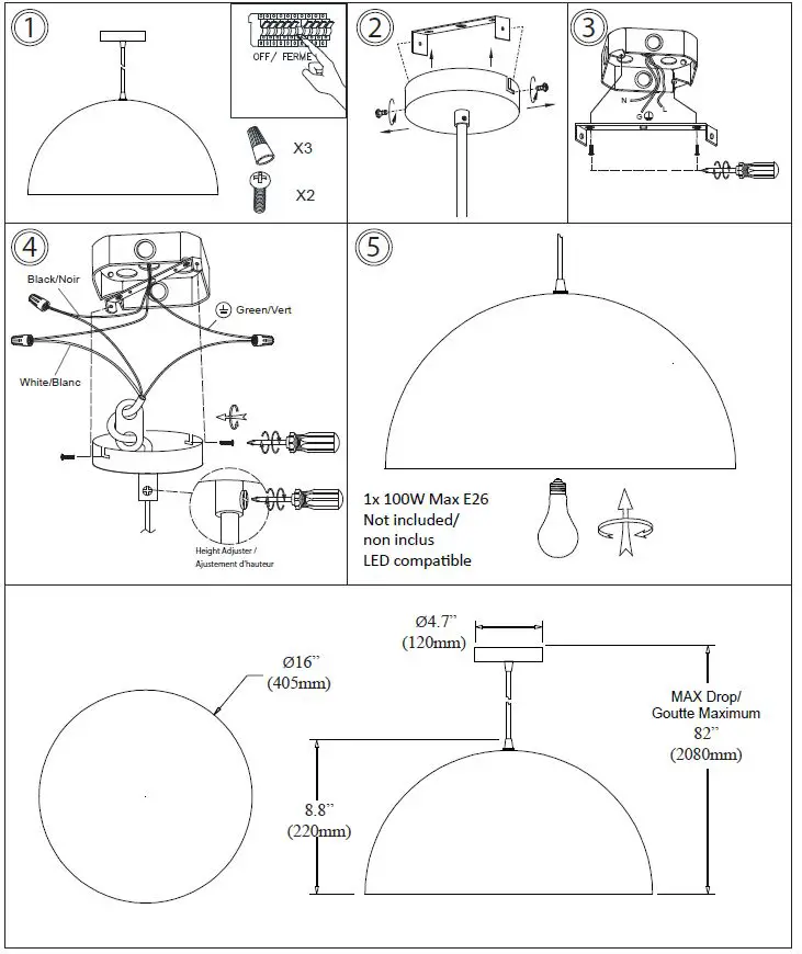 Dainolite OFE-161P Matte Black Ofelia 16 Inch Wide Pendant-1