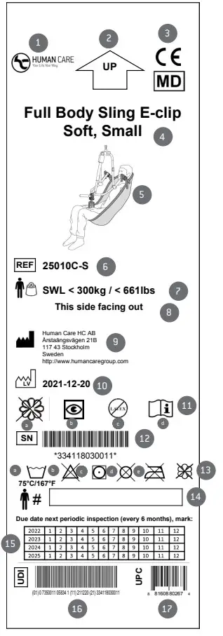 HUMAN CARE 25010C Full Body Sling E-clip Net (5)