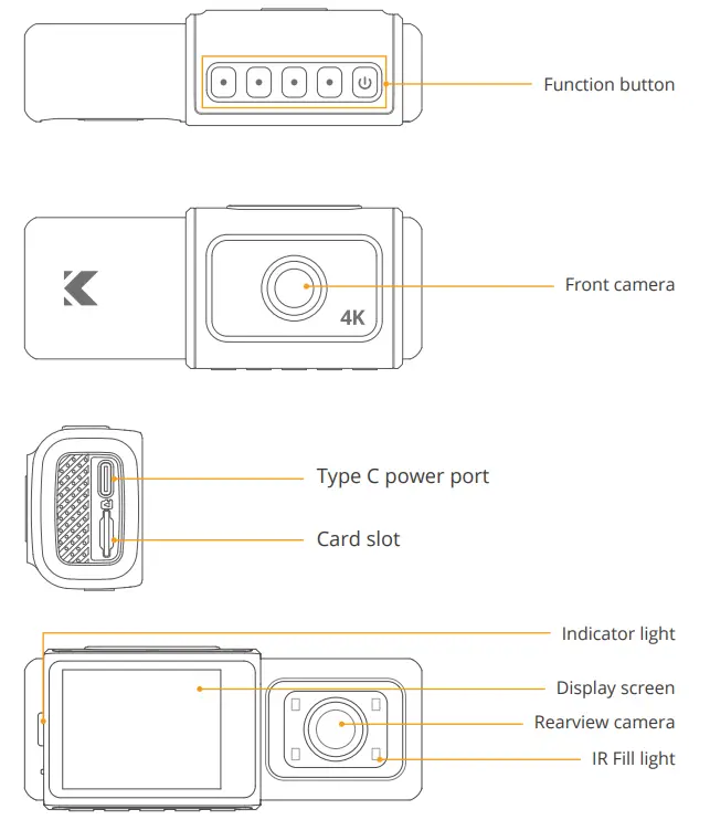KINGSLIM D6 4K Dual Dash Camera - Fig 2