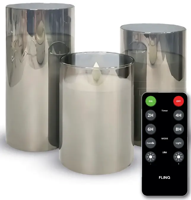 FLINQ FQC8256 Smoked Glass LED Candle