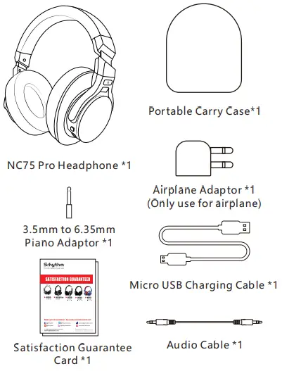 Srhythm NC75 Pro ANC Headphones Bluetooth 5.0-What's in the Box