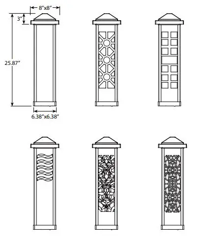 VOLT VPL-1019-26-4-BBZ Decorative Leaf Steel Bollard Panel (Bronze) fig 1