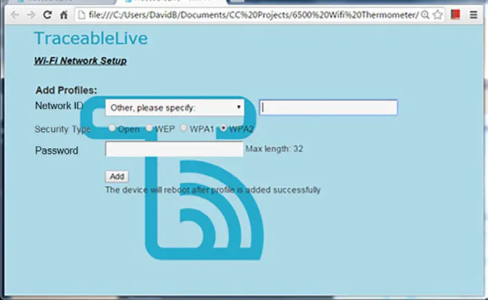6521 Traceablelive Wireless Datalogging LN2 Thermometer with Remote - CONFIGURE WiFi NETWORK 2