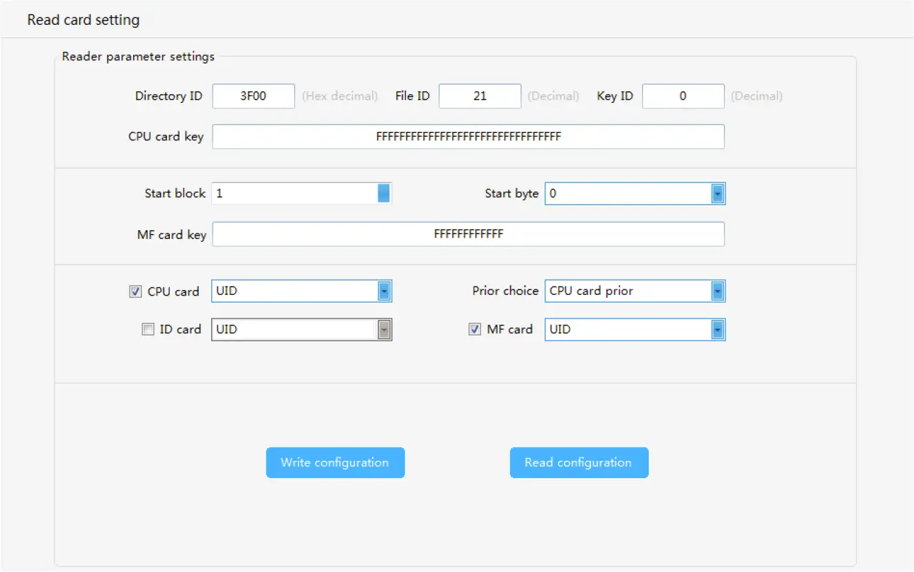 Reader Parameter Setting