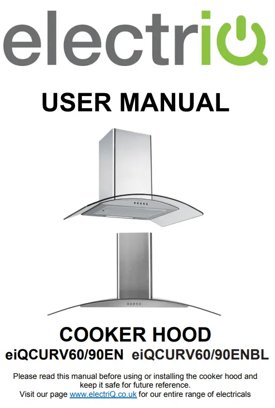 electriQ eiQCURV60 90 Cooker Hood User Manual