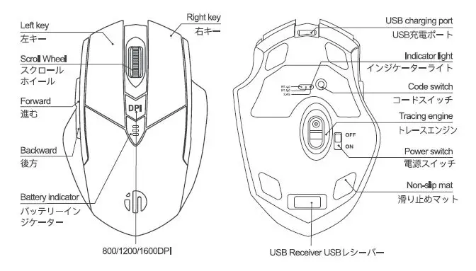 inphic-PM6-Pro-Wireless-Three-Mode-Power-Display-Mouse-fig1