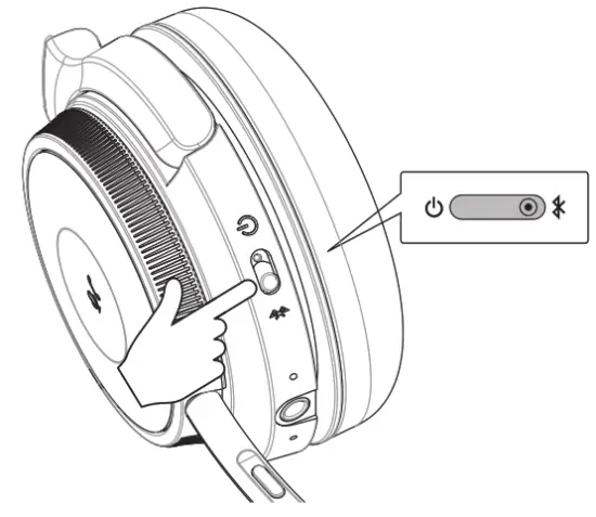 J BURROWS JB19BF18 Wireless Pro Headphones with Boom Mic - switch
