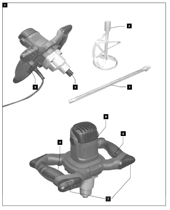 scheppach PM1200 1200W Electric Paddle Mixer FIG 1
