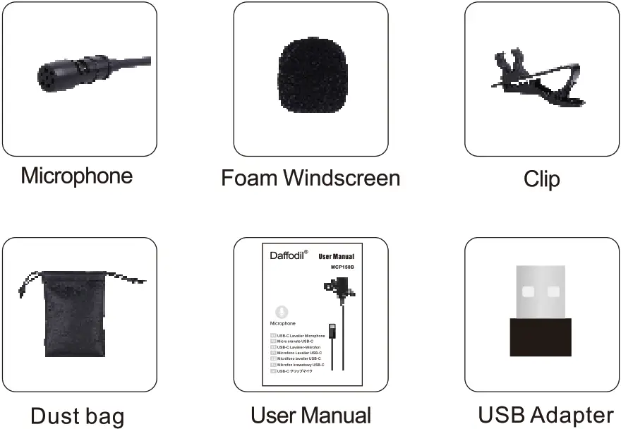 Daffodil digital MCP150B USB C Lavalier microphone - Content