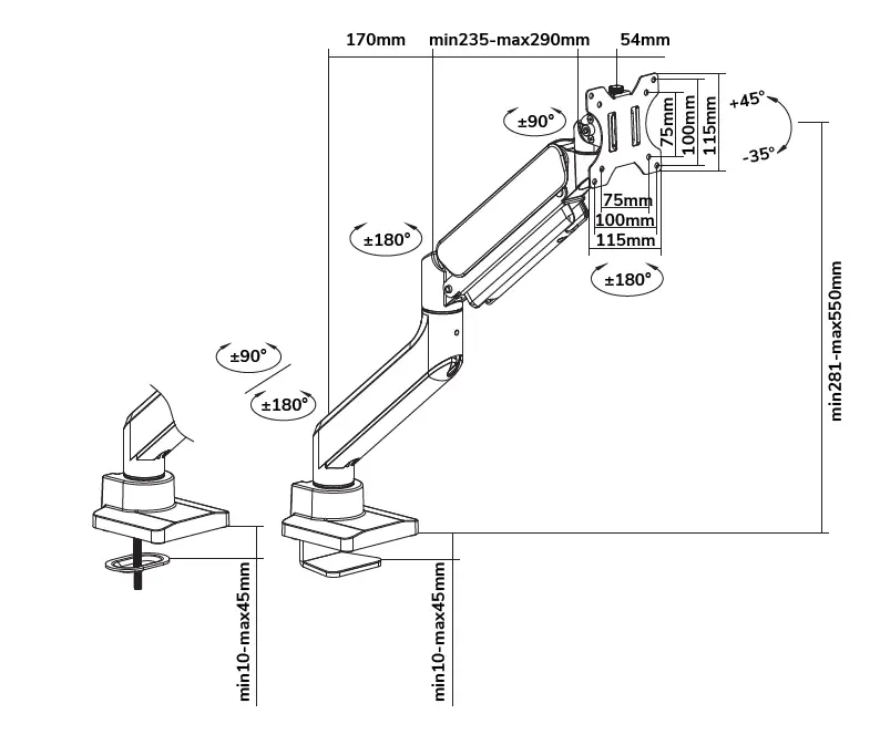 Neomounts DS70-450WH1 Monitor Desk Mount fig 1