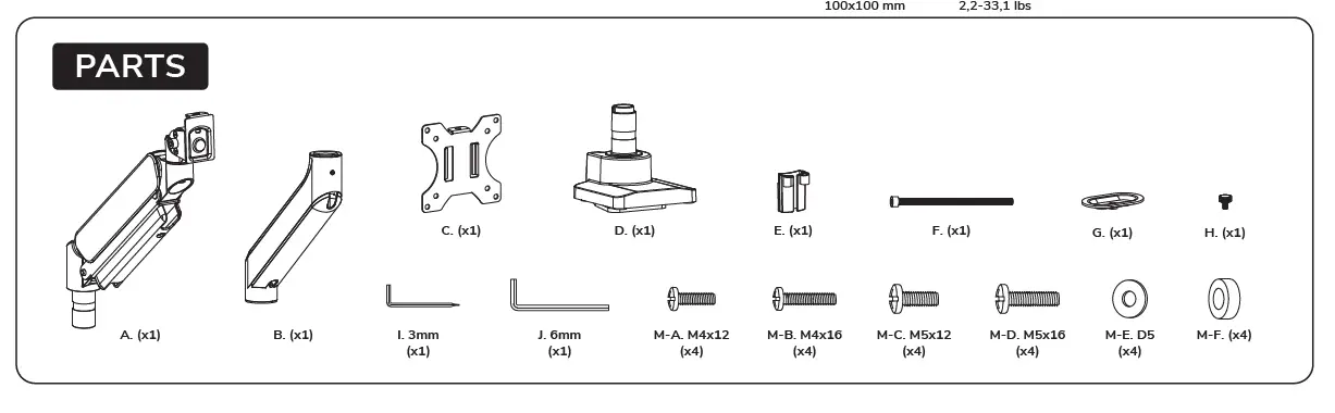 Neomounts DS70-450WH1 Monitor Desk Mount fig 2