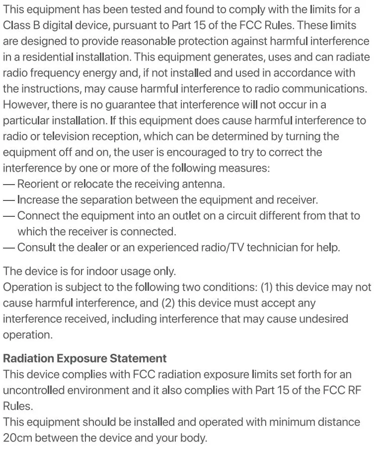 Tenda MW5 Nova AC1200 Whole Home Mesh WiFi System Installation Guide - FCC Statement