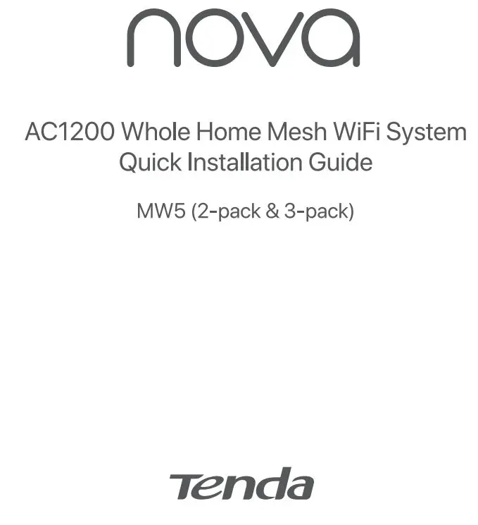 Tenda MW5 Nova AC1200 Whole Home Mesh WiFi System Installation Guide