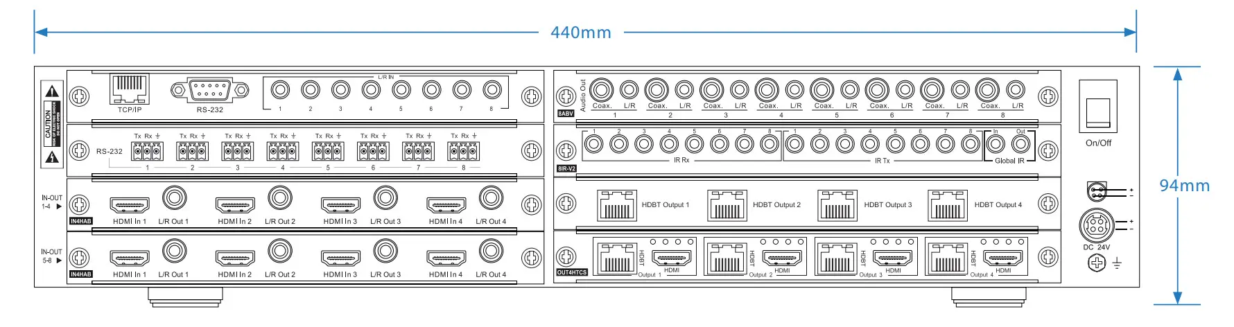 BLUSTREAM PRO88HBT100CS Custom Pro 8x8 HDBaseT CSC Matrix