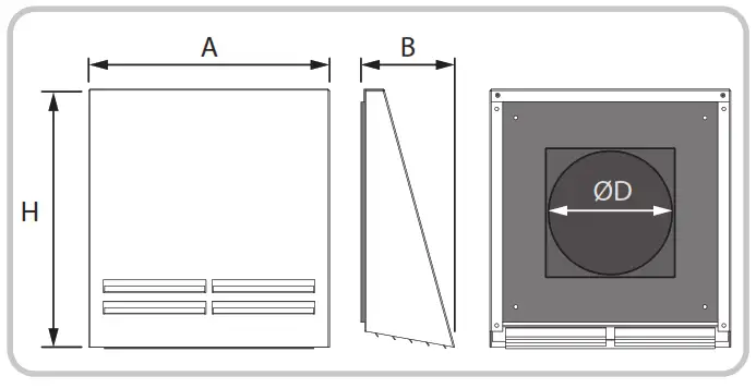 FLEXIT 116002 Roomie Accessories Singel Room Ventilator Hood - Overall dimensions