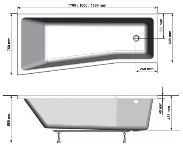 RAVAK-BeHappy-II-150-Front-Panel-Bathtub-fig-1