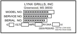 service/model number