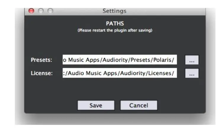 audiority Pre X7 All Tube Preamplifier Plugin - USER PATHS SETTING
