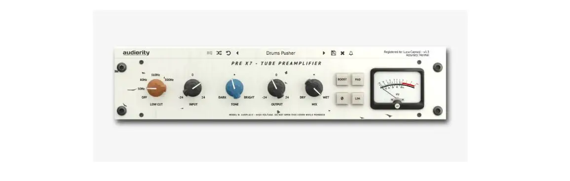 Audiority Pre X7 All Tube Preamplifier Plugin User Manual