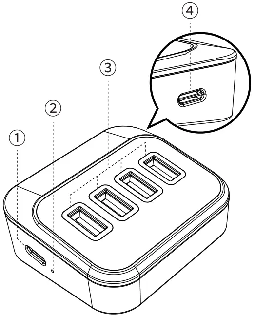 ORICO M32A2C G2 4 Port USB3 2 10G Hub - Figure 2
