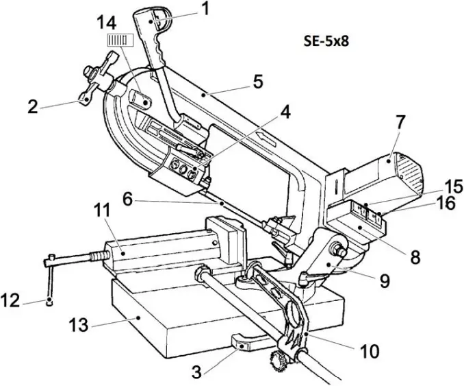 DAKE SE-5X8 - MAIN MACHINE COMPONENTS