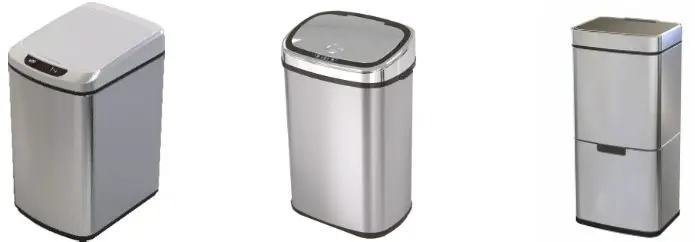 Hanover HTRASH9L-6 9L White with Gold Trim Trash Can