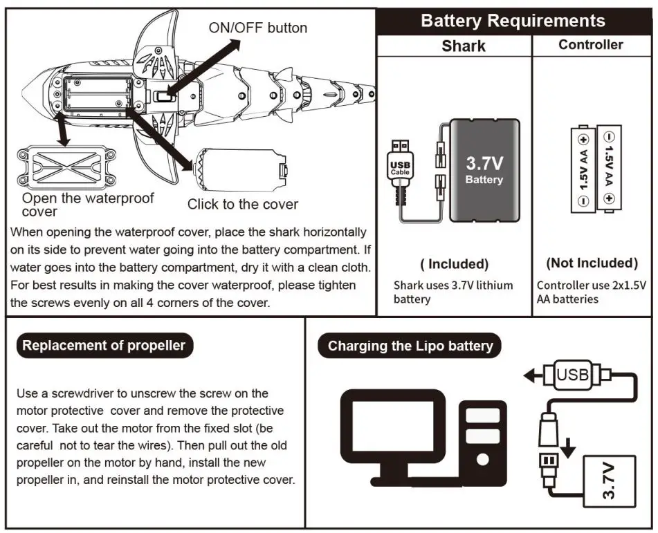 REVOLT GC88752-80 Bionic Shark User Manual - Battery Installation