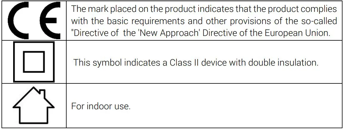 HOFFEN Ionic Hair Dryer - EXPLANATIONS OF THE SYMBOLS