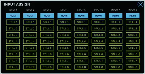 Roland V-8HD Remote iPad App - . INPUT ASSIGN