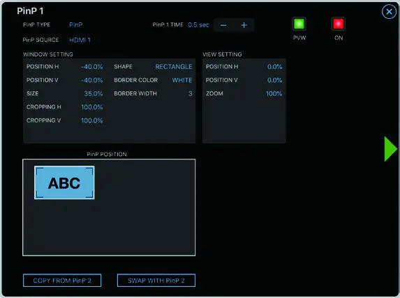 Roland V-8HD Remote iPad App - PinP 1