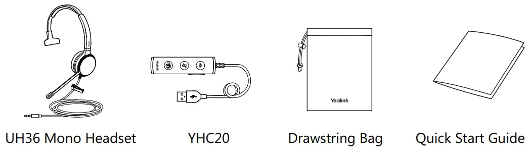 Yealink UH36 Mono Wired USB Headset-Package Contents